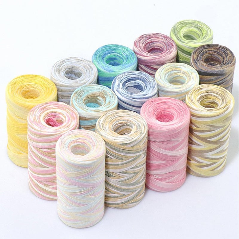 ALLWSLucky Colored 393 Feet Raffia Paper Ribbon, Colorful Packing Paper String Section Dyeing Raffia Ribbon for Gift Wrapping and DIY Decoration (Blue 1) - Image 4